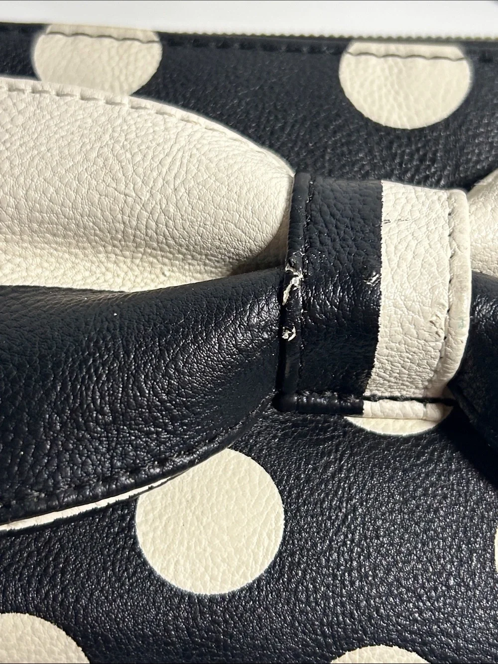 Betsey Johnson Black & Cream Polka Dot Bow Wristlet